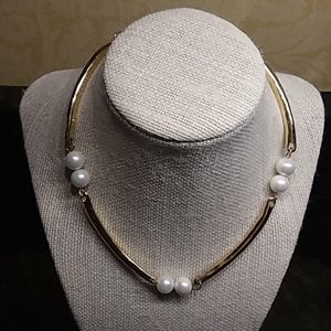 Stephanie Kantis pearl/goldtone collar necklace
